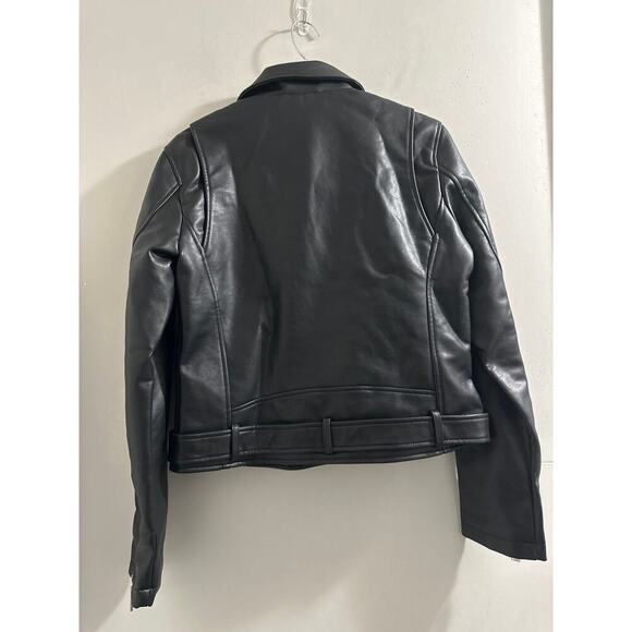 Rebecca Minkoff Faux Leather Crop Moto Jacket size Medium New - Picture 8 of 10